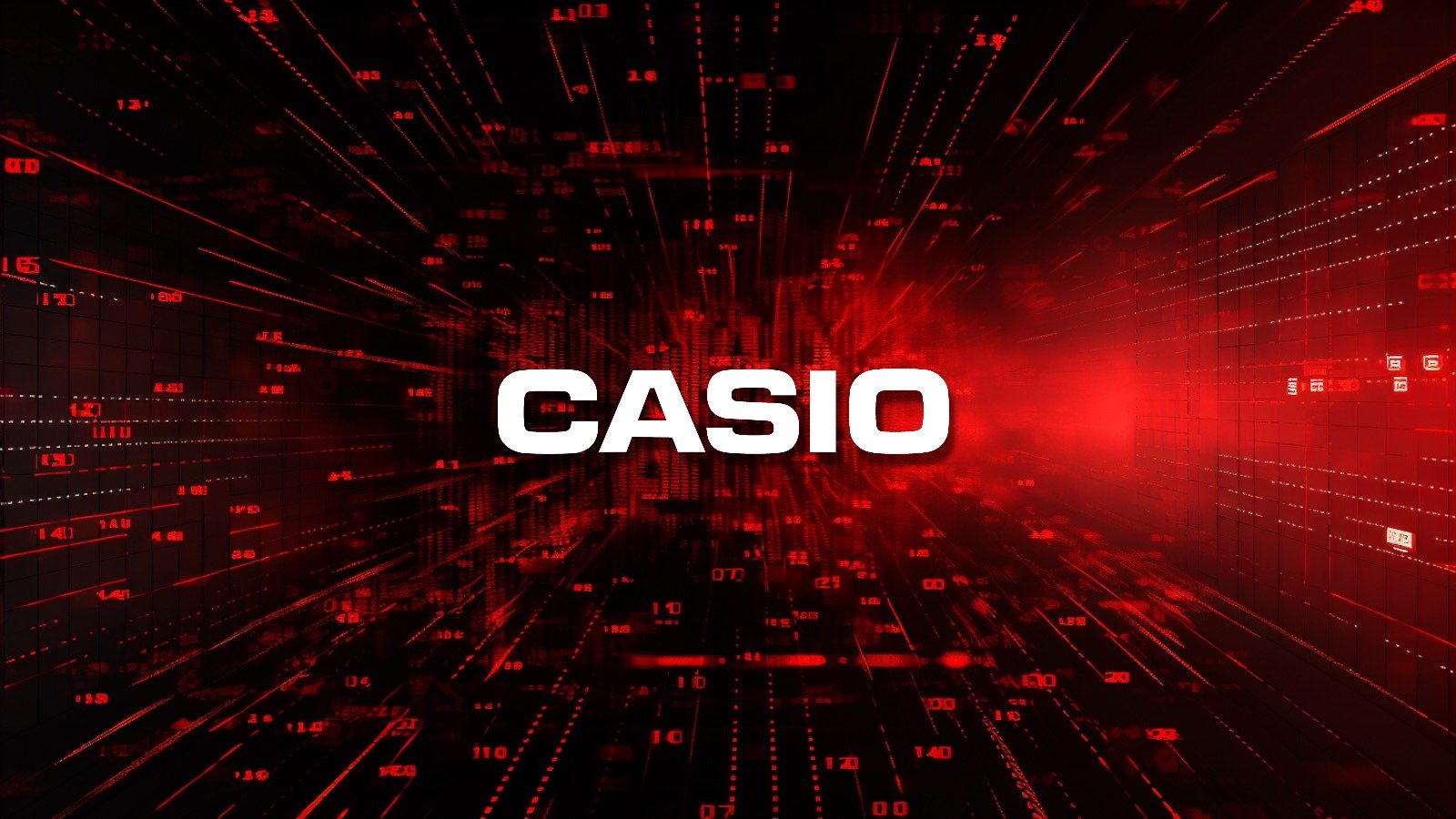 A red background with the word Casio prominently displayed.